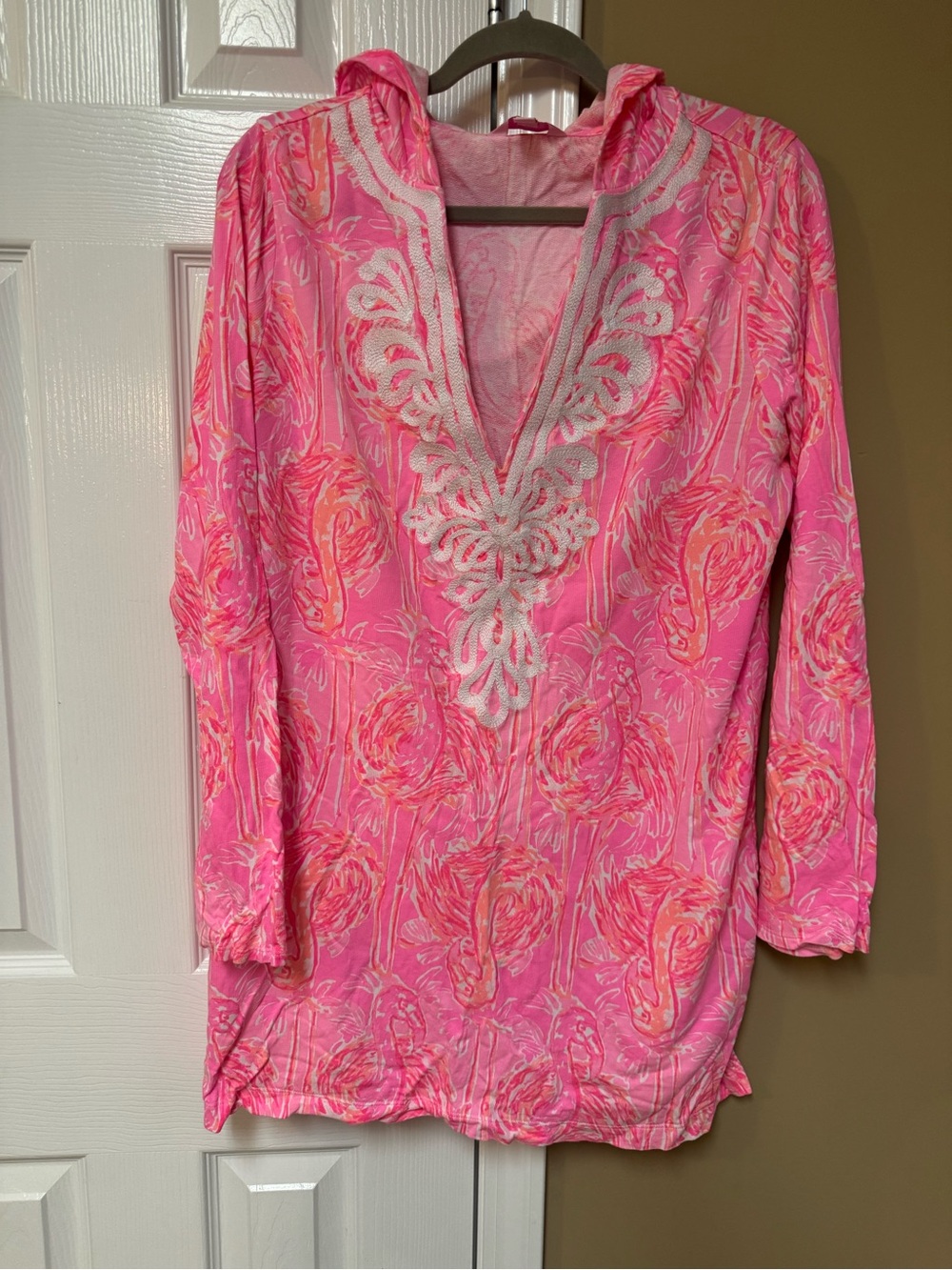 Lilly Pulitzer Tiki Pink Tappin It Back Shel Flamingo Swim Cover-Up